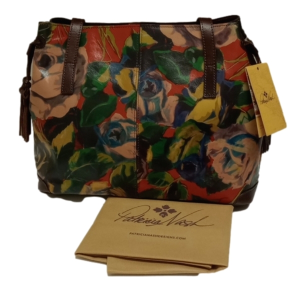 Patricia Nash Handbags - 🆕 PATRICIA NASH WINTER BLOOM BROWN LEATHER BAG WITH FLORAL DESIGNS 🔹NWT🔹